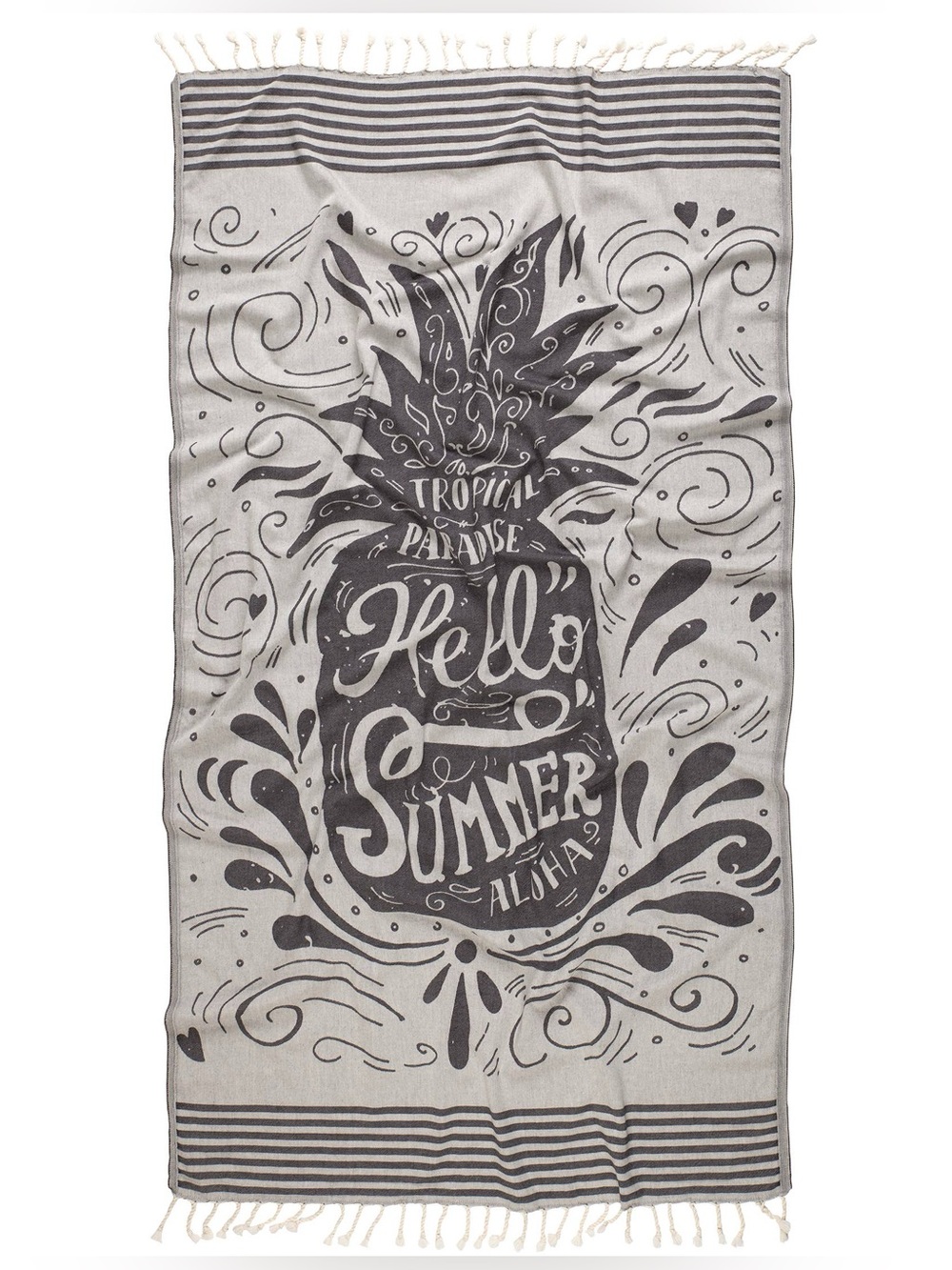 Beach Towel Hello Summer Organic Turkish Pineapple Quick Dry Rope Fringe Tassel